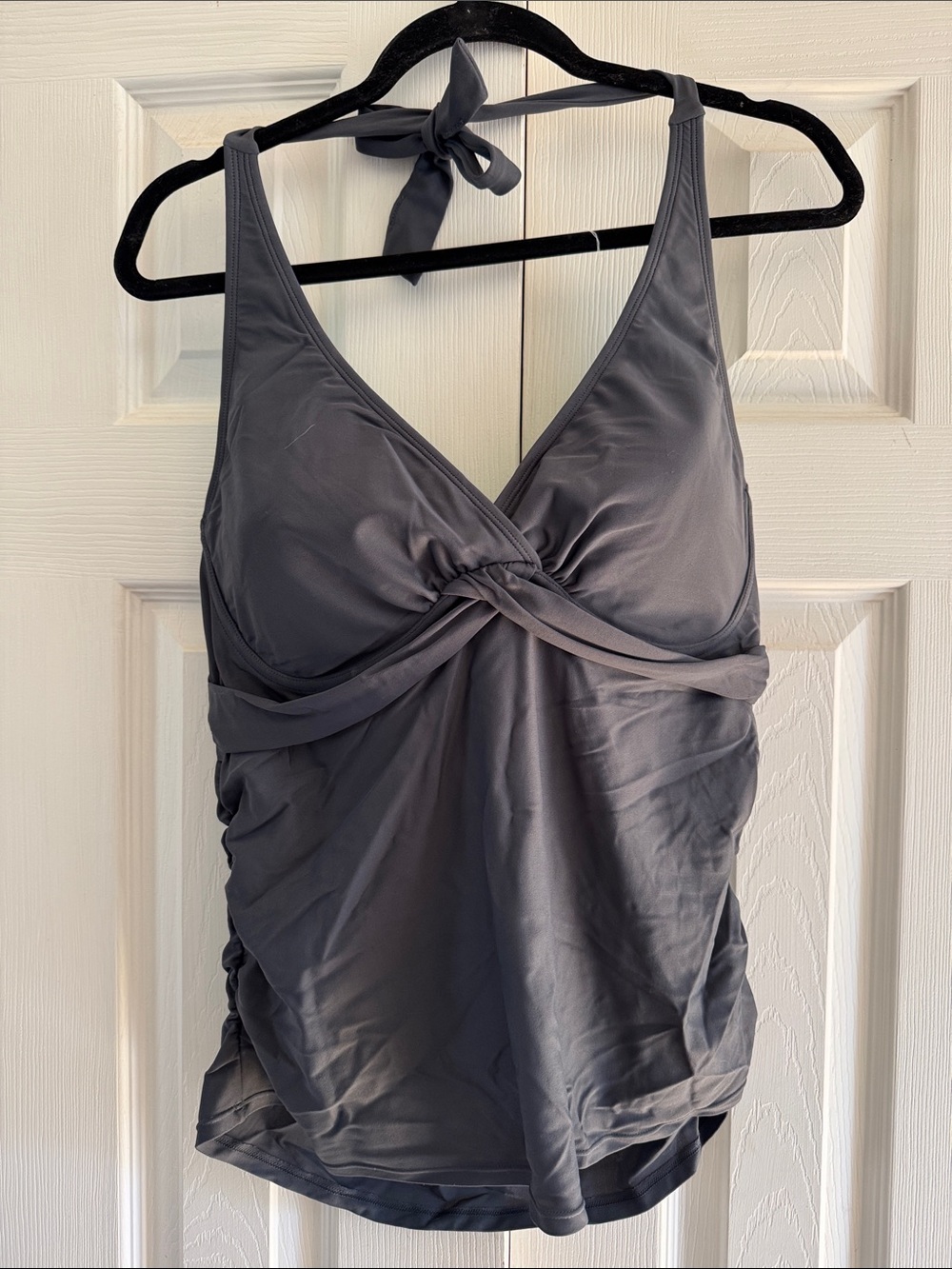 Gray Twist-Front Athleta Tankini Top 40 B/C